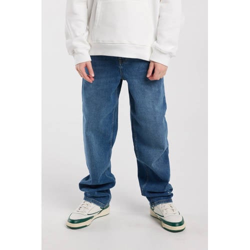 America Today loose fit jeans baggy jeans medium blue denim Blauw Effen - maat 134/140 afbeelding