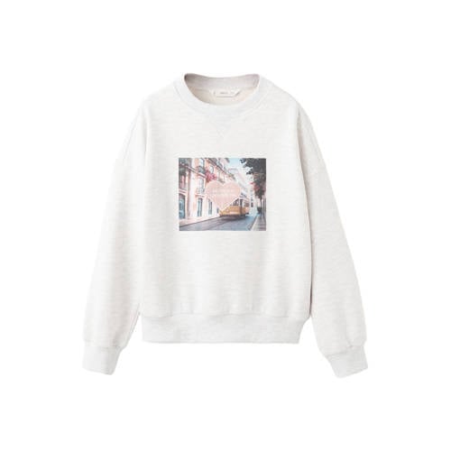 Mango Kids sweater lichtgrijs Gemêleerd - maat 164 afbeelding