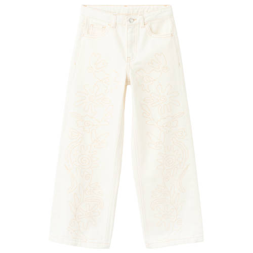 Mango Kids high waist wide leg jeans ecru Meisjes Denim All over print - maat 164 afbeelding