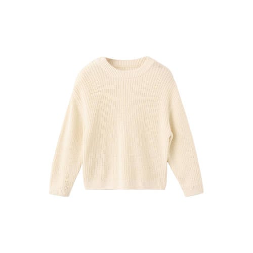 Mango Kids trui beige rib gebreid Meisjes Katoen Ronde hals Effen - maat 86 afbeelding
