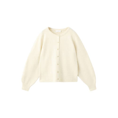 Mango Kids gebreid vest lichtgeel Meisjes Polyester Ronde hals Effen - maat 152 afbeelding
