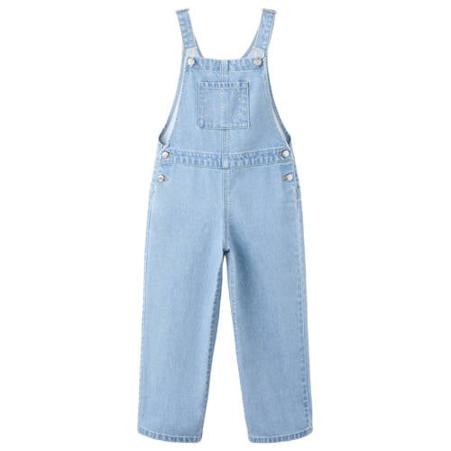 Mango Kids denim tuinbroek light blue denim Blauw Effen - maat 128 afbeelding