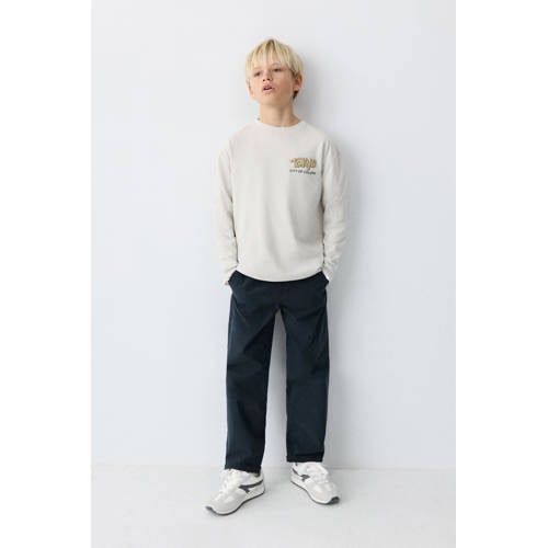 Mango Kids regular casual broek marineblauw Jongens Stretchkatoen Effen - maat 164 afbeelding