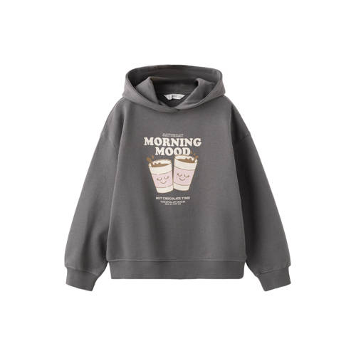 Mango Kids hoodie antraciet Sweater Grijs Printopdruk - maat 152 afbeelding
