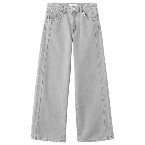 Mango Kids wide leg jeans grey denim Grijs Effen - maat 140 afbeelding