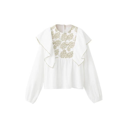 Mango Kids blousetop wit Meisjes Katoen Ronde hals Effen - maat 116 afbeelding