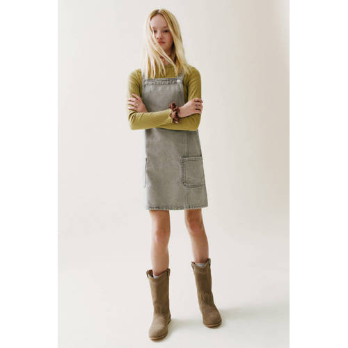 Mango Kids denim spijkerjurk grey denim Grijs Effen