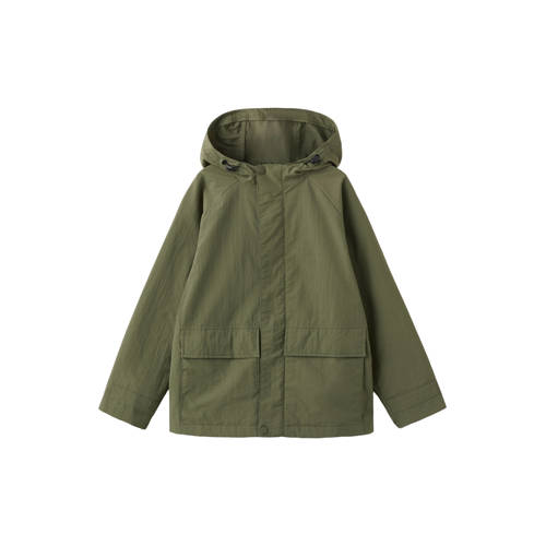 Mango Kids tussenjas kaki Groen Jongens Polyamide Capuchon Effen - maat 146 afbeelding