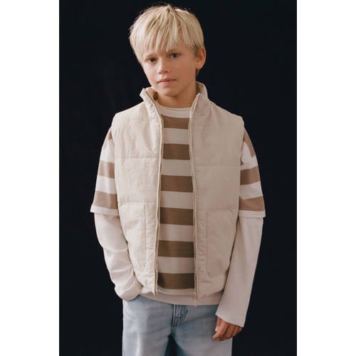 Mango Kids bodywarmer ecru Jongens Polyamide Opstaande kraag Effen - maat 128 afbeelding