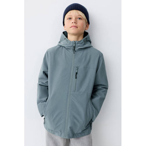 Mango Kids tussenjas blauw Jongens Polyester Capuchon Effen - maat 122 afbeelding