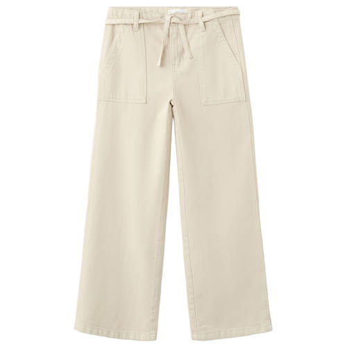 Mango Kids wide leg jeans beige Meisjes Denim Effen - maat 146 afbeelding