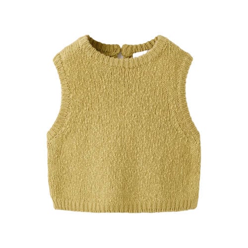 Mango Kids spencer geel gebreid Trui Meisjes Katoen Ronde hals Effen - maat 110 afbeelding