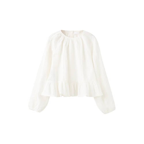 Mango Kids blousetop wit Meisjes Katoen Ronde hals Effen - maat 152 afbeelding
