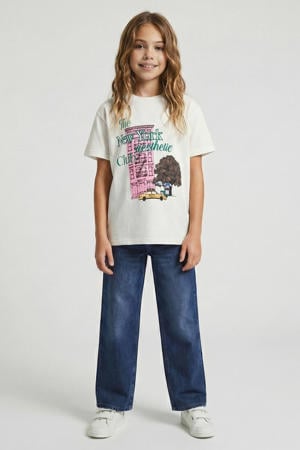 straight leg jeans medium blue denim