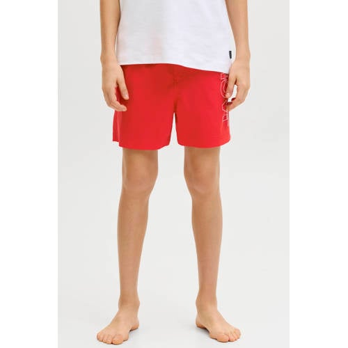JACK & JONES JUNIOR zwemshort rood Jongens Polyester Effen - maat 164 afbeelding