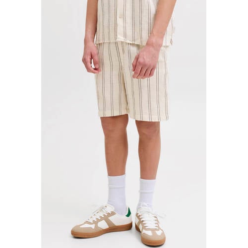 JACK & JONES JUNIOR relaxed gestreepte casual short ecru gebreid Korte broek Jongens Katoen - maat 152 afbeelding