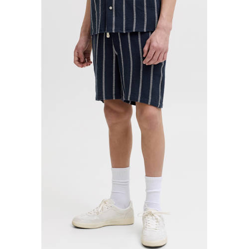 JACK & JONES JUNIOR relaxed gestreepte casual short donkerblauw gebreid Korte broek Jongens Katoen - maat 158 afbeelding