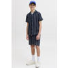 JACK & JONES JUNIOR relaxed gestreepte casual short donkerblauw gebreid