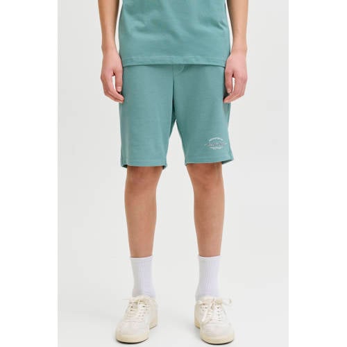 JACK & JONES JUNIOR regular waist sweatshort groen Korte broek Logo - maat 140 afbeelding