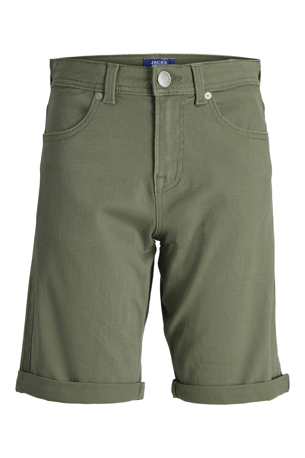 Groene jongens JACK & JONES JUNIOR bermuda short van stretchkatoen met rits- en knoopsluiting en effen