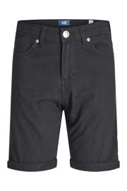 thumbnail: Donkerblauwe jongens JACK & JONES JUNIOR bermuda short van stretchkatoen met rits- en knoopsluiting en effen