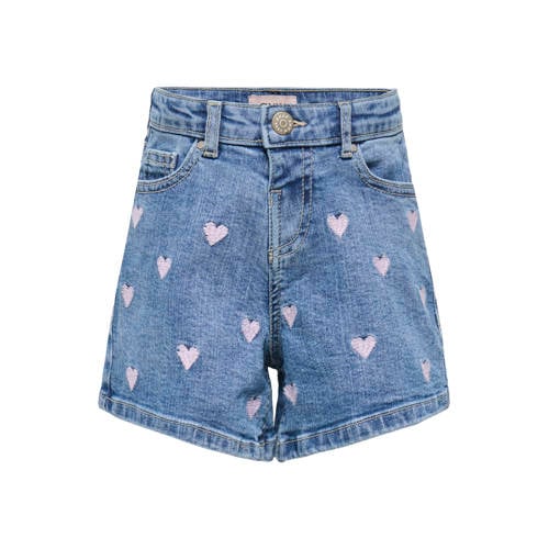KIDS ONLY MINI regular short met hartjes light blue denim Korte broek Blauw - maat 122 afbeelding