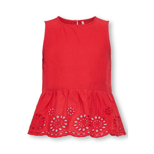 KIDS ONLY MINI mouwloze top rood broderie Meisjes Katoen Ronde hals Effen - maat 98 afbeelding
