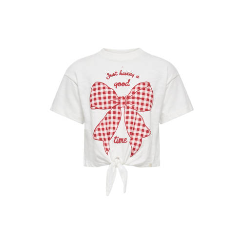 KIDS ONLY MINI T-shirt wit Meisjes Katoen Ronde hals Printopdruk - maat 110 afbeelding