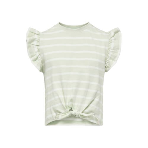 KIDS ONLY MINI gestreepte T-shirt lichtgroen Meisjes Katoen Ronde hals - maat 116 afbeelding
