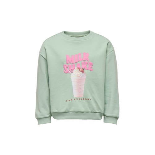 KIDS ONLY MINI sweater groen Printopdruk - maat 104 afbeelding
