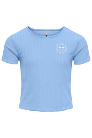 T-shirt lichtblauw met textuur