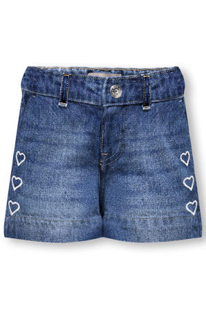 short met hartjes medium blue denim