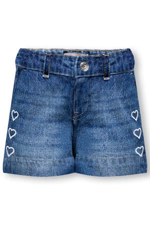 short met hartjes medium blue denim