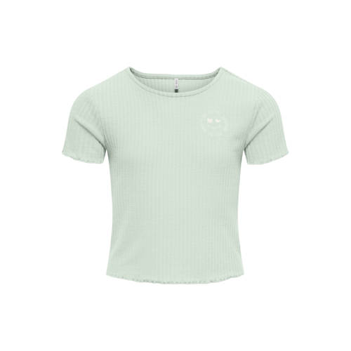 KIDS ONLY GIRL T-shirt lichtgroen met textuur Meisjes Polyester Ronde hals - maat 110/116 afbeelding