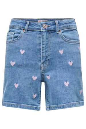 high waist short met hartjes medium blue denim