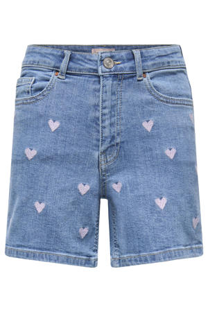 high waist short met hartjes medium blue denim