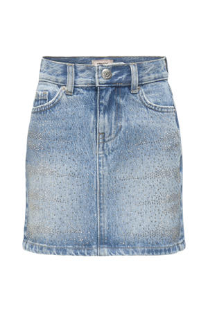 spijkerrok met strass steentjes light blue denim
