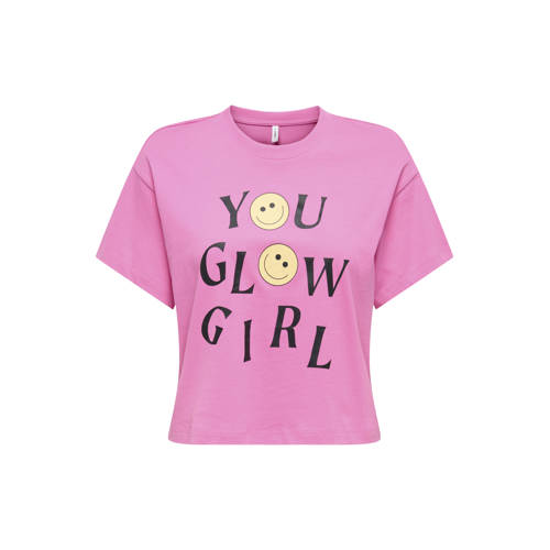 KIDS ONLY GIRL T-shirt roze Meisjes Katoen Ronde hals Printopdruk - maat 134/140 afbeelding