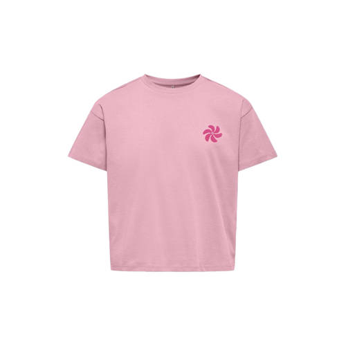 KIDS ONLY GIRL T-shirt Roze Meisjes Katoen Ronde hals Backprint - maat 134/140 afbeelding