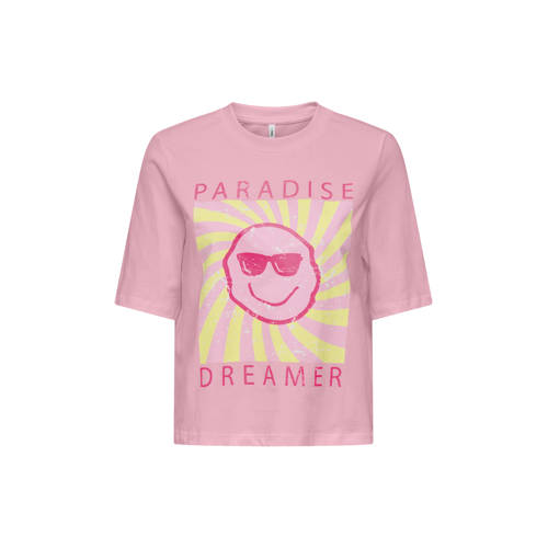 KIDS ONLY GIRL T-shirt roze Meisjes Katoen Ronde hals Printopdruk - maat 110/116 afbeelding