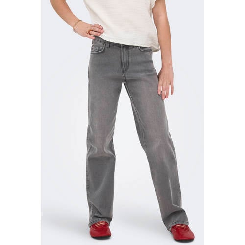 KIDS ONLY GIRL wide leg jeans KOGBLAIR light grey denim Grijs Meisjes Stretchdenim - maat 128 afbeelding