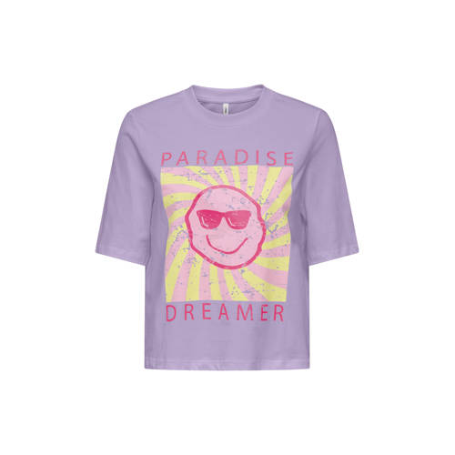 KIDS ONLY GIRL T-shirt paars Meisjes Katoen Ronde hals Printopdruk - maat 158/164 afbeelding