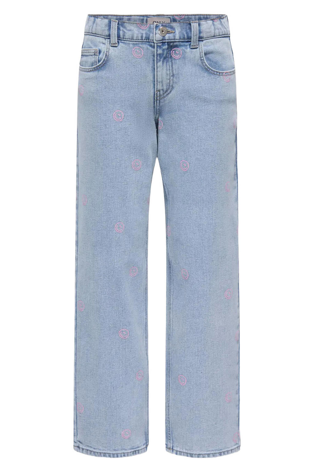 Light blue denim meisjes KIDS ONLY GIRL straight leg jeans van stretchdenim met rits- en knoopsluiting