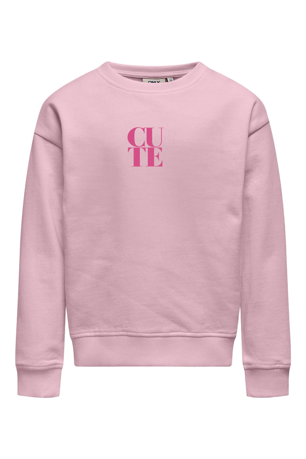 Roze meisjes KIDS ONLY GIRL sweater met backprint, lange mouwen en ronde hals