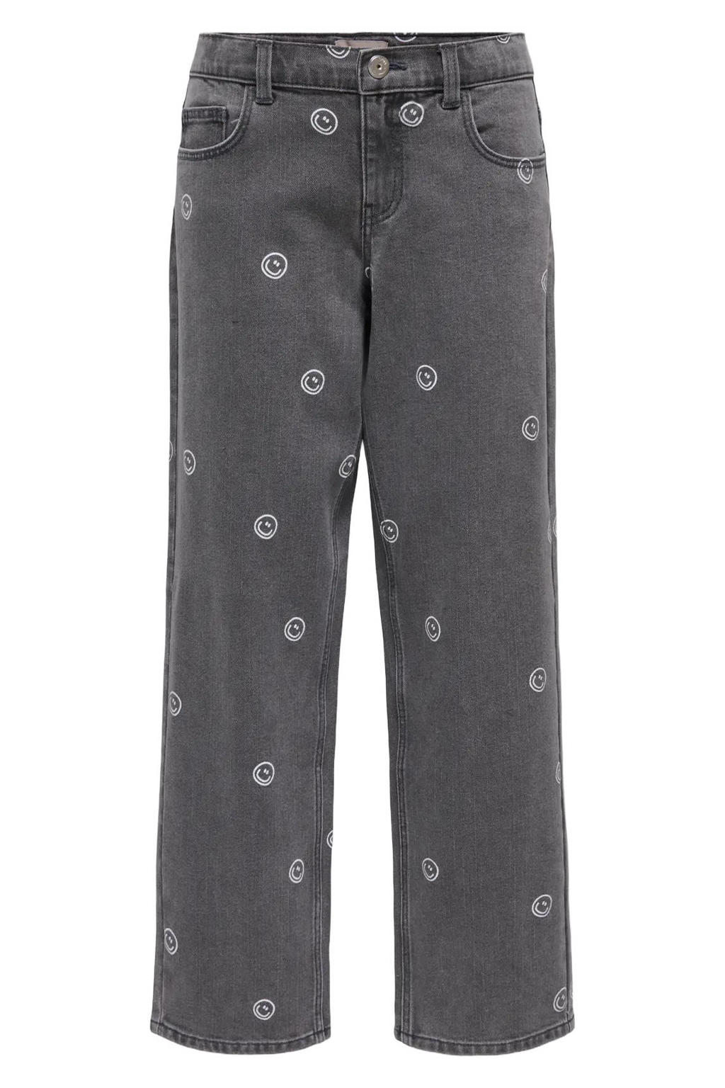 Grey denim meisjes KIDS ONLY GIRL straight leg jeans van stretchdenim met rits- en knoopsluiting