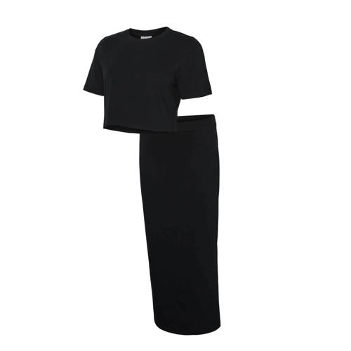 MAMALICIOUS zwangerschaps rok + top zwart Set Dames Stretchkatoen Ronde hals - maat XS afbeelding