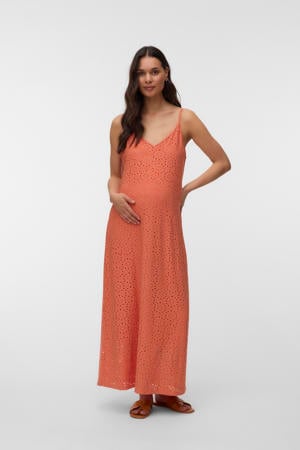 zwangerschaps maxi jurk ajour oranje