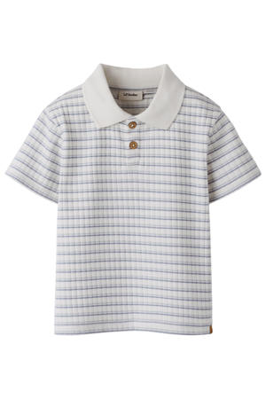 gestreepte polo gebreid ecru