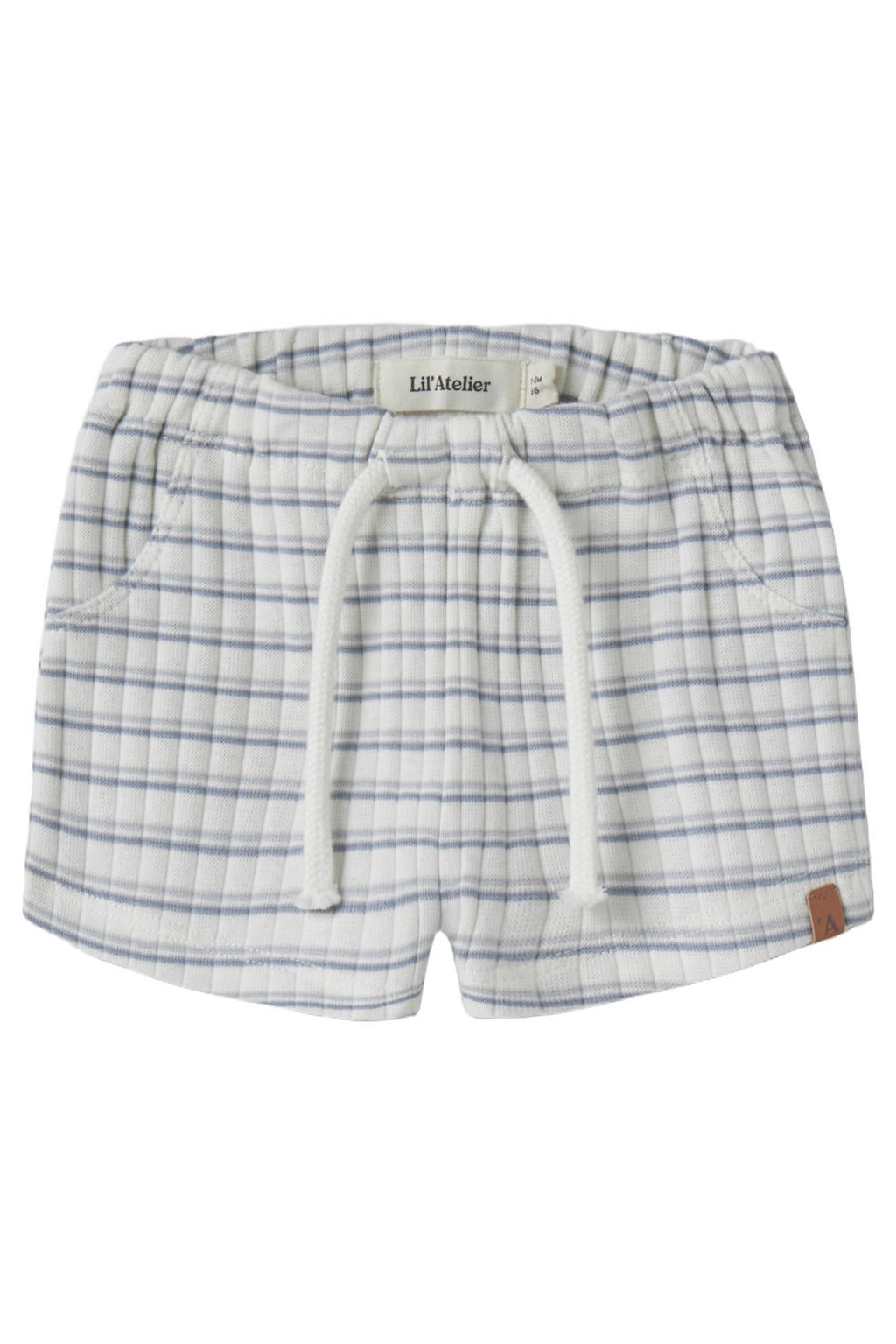 LIL' ATELIER BABY gestreepte casual short gebreid ecru