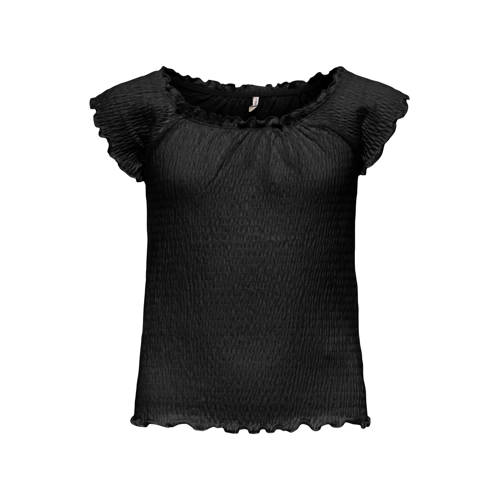 KIDS ONLY GIRL blousetop zwart Meisjes Stretchkatoen Boothals Effen - maat 146/152 afbeelding